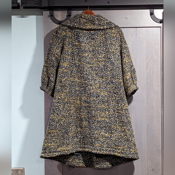 Angie Coat No Size Tag Vintage Wide Collar Button Closure 3/4 Sleeves - Picture 6 of 7